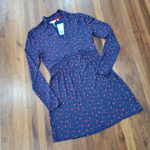 NWT Boden Betty Blue Red Star Jersey Tunic Dress Size 8 - Picture 2 of 9